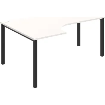 Psací stůl UE 1800 60 P – Stůl ergo 180×120 cm, pravý - Bílá , Černý kov