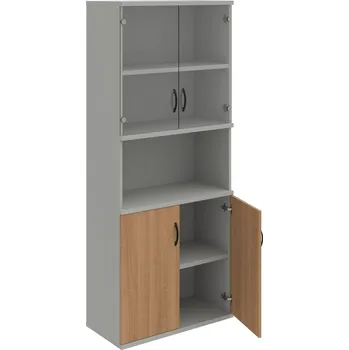 Policová skříň S 5 80 10 – Skříň policová dvéřová 192 × 80 cm - Višeň , Šedá , UCO – černá