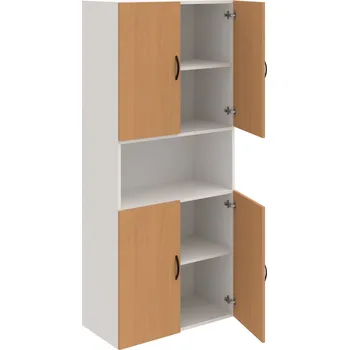 Policová skříň D 5 80 05 – Skříň policová dvéřová 185 × 80 cm - Buk , Bílá , UCO – černá