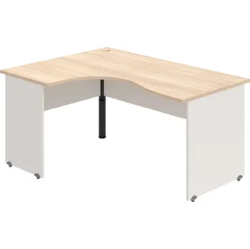 Psací stůl GE 2005 P – Stůl ergo pravý 160 × 120 cm - Akát , Bílá , Černý kov