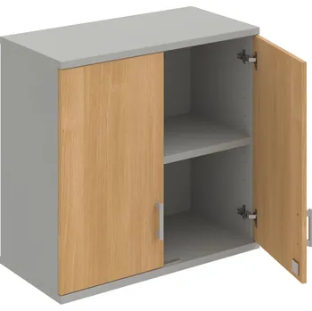 Policová skříň SZ 2 80 01 H – Skříň policová dvéřová 76,8 × 80 cm - Dub , Šedá , USH – hranatá