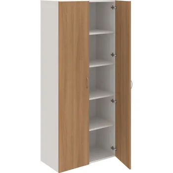 Policová skříň D 5 80 00 – Skříň policová dvéřová 185 × 80 cm - Višeň , Bílá , USN – Hobis