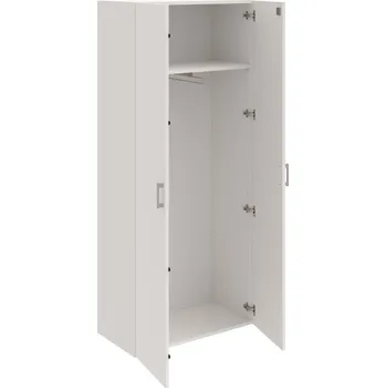 Policová skříň DZ 5 80 01 – Skříň šatní dvéřová 185 × 80 cm - Bílá , Bílá , USH – hranatá