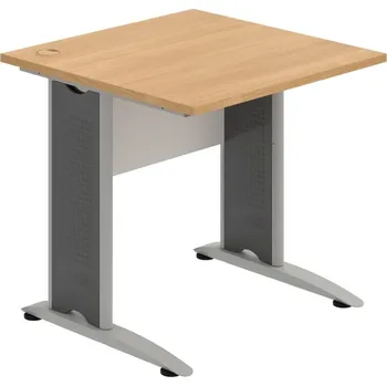 Psací stůl CS 800 – Stůl pracovní rovný 80 cm - Dub , Bílá , Šedý kov