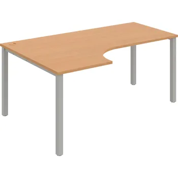 Psací stůl UE 1800 60 P – Stůl ergo 180×120 cm, pravý - Buk , Šedý kov