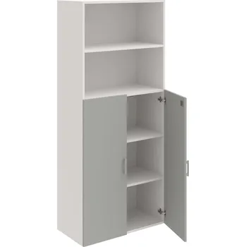 Policová skříň DZ 5 80 04 – Skříň policová dvéřová 185 × 80 cm - Šedá , Bílá , USH – hranatá