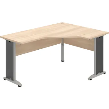 Psací stůl CEV 60 L – Stůl ergo levý 160 × 120 cm - Akát , Akát , Šedý kov