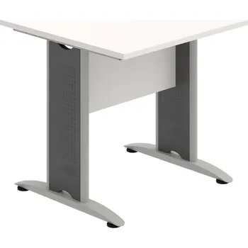 Jednací stůl CJ 800 – Stůl jednací rovný 80 cm - Bílá , Bílá , Šedý kov
