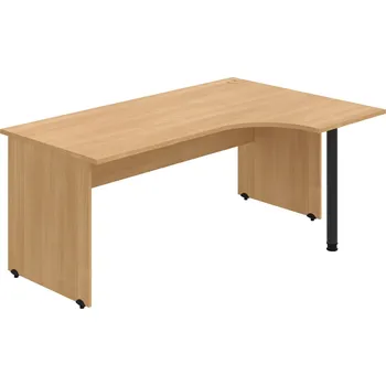 Psací stůl GE 1800 60 L – Stůl ergo 180 × 120 cm, levý - Dub , Dub , Černý kov