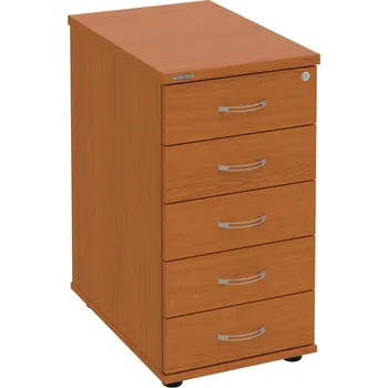 Zásuvkový kontejner K 35 C N – Kontejner, 5 zásuvek, cent. zamykání, léta napříč, hl. 60 cm - Třešeň , Třešeň , USN – Hobis