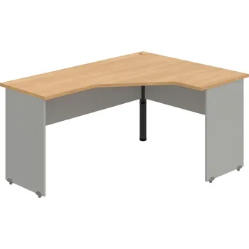 Psací stůl GEV 60 L – Stůl ergo levý 160 × 120 cm - Dub , Šedá , Černý kov