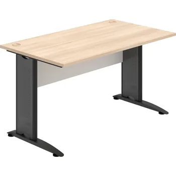 Psací stůl CS 1400 – Stůl pracovní rovný 140 cm - Akát , Bílá , Černý kov