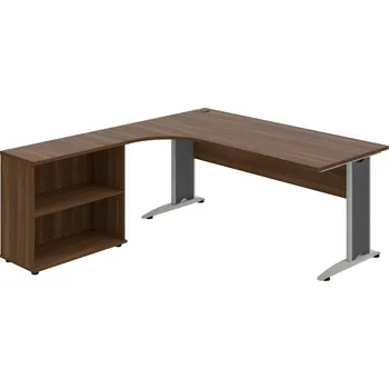 Psací stůl CE 1800 H P – Sestava pravá 180 cm - Ořech , Ořech , Šedý kov