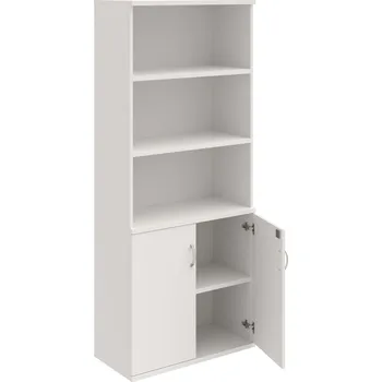 Policová skříň SZ 5 80 03 – Skříň policová dvéřová 192 × 80 cm - Bílá , Bílá , USN – Hobis