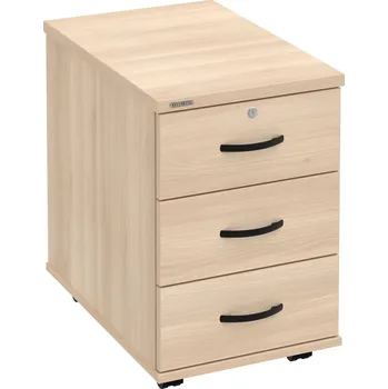 Zásuvkový kontejner K 33 Z N – Kontejner, 3 zásuvky, uzamykatelný, léta napříč, hl. 60 cm - Akát , Akát , UCO – černá