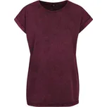 Build Your Brand Ležérní dámské tričko Acid Washed - Berry / černá | XS