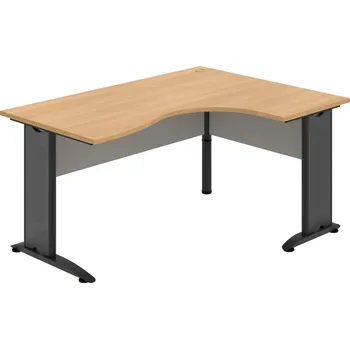 Psací stůl CE 2005 L – Stůl ergo levý 160 × 120 cm - Dub , Šedá , Černý kov