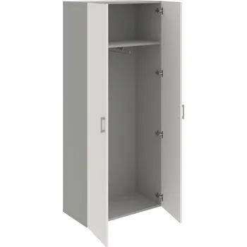 Policová skříň D 5 80 01 – Skříň šatní dvéřová 185 × 80 cm - Bílá , Šedá , USH – hranatá