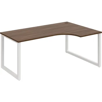 Psací stůl UE O 1800 60 L – Stůl ergo 180 × 120 cm, levý - Ořech , Bílý kov