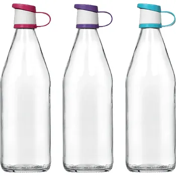 láhev 1000ml skleněná, PH víčko mix barev