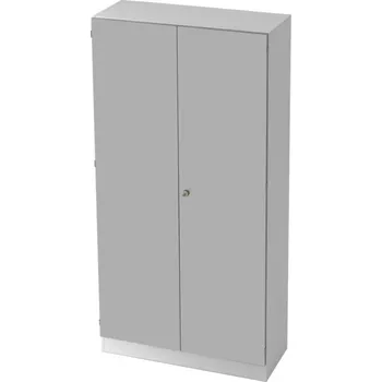 Jednací stůl Kancelářská skříň, na složky/pořadače, podstavec, uzamykatelná, 1000 x 420 x 2004 mm, bílá/stříbrná