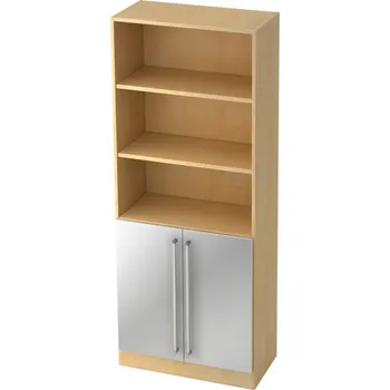 Jednací stůl Kancelářský regál, na složky/pořadače, podstavec, 800 x 420 x 2004 mm, javor/stříbrný