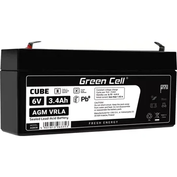 Trakční baterie Green Cell Bezúdržbová baterie AGM VRLA Green Cell 6V 3,4Ah pro poplašné systémy a hračky