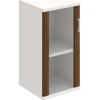 Policová skříň S 2 40 02 L – Skříň policová dvéřová 76,8 × 40 cm - Ořech , Bílá , USH – hranatá