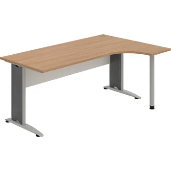 Psací stůl CE 1800 L – Stůl ergo levý 180 × 120 cm - Višeň , Bílá , Šedý kov