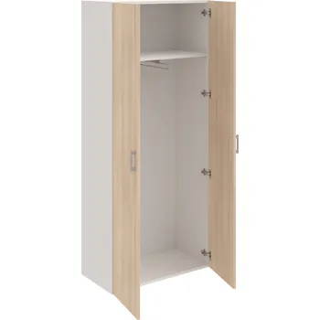 Policová skříň D 5 80 01 – Skříň šatní dvéřová 185 × 80 cm - Akát , Bílá , USH – hranatá