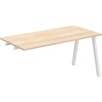 Psací stůl UJ A 1600 R – Stůl jednací rovný délky 160 cm, k řetězení - Akát , Bílý kov