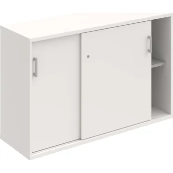 Policová skříň SZ 2 120 02 – Skříňka s posuv. dveřmi 76,8 × 120 cm - Bílá , Bílá , USH – hranatá
