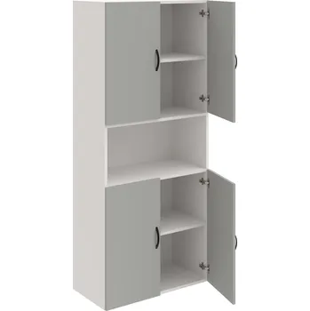 Policová skříň D 5 80 05 – Skříň policová dvéřová 185 × 80 cm - Šedá , Bílá , UCO – černá