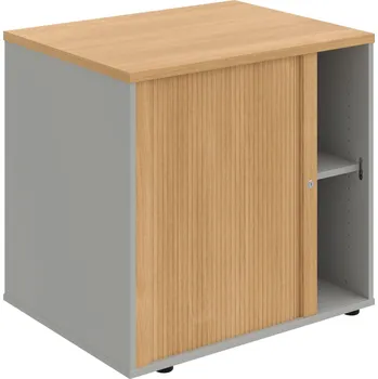 SPRZ 80 60 L N – Skříňka ke stolu, roletová, levá, š. 80 cm, léta napříč - Dub , Šedá , Dub