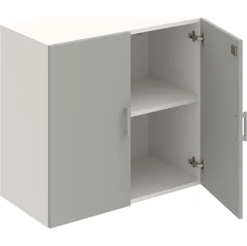 Policová skříň DZ 2 80 01 – Skříň policová dvéřová 74 × 80 cm - Šedá , Bílá , USH – hranatá