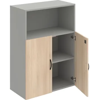 Policová skříň DZ 3 80 02 – Skříň policová dvéřová 111 × 80 cm - Akát , Šedá , UCO – černá