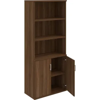 Policová skříň S 5 80 03 – Skříň policová dvéřová 192 × 80 cm - Ořech , Ořech , USH – hranatá