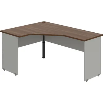 Psací stůl GEV 60 P – Stůl ergo pravý 160 × 120 cm - Ořech , Šedá , Černý kov