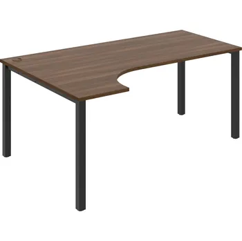 Psací stůl UE 1800 P – Stůl ergo pravý 180 × 120 cm - Ořech , Černý kov