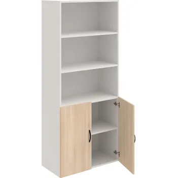 Policová skříň D 5 80 03 – Skříň policová dvéřová 185 × 80 cm - Akát , Bílá , UCO – černá