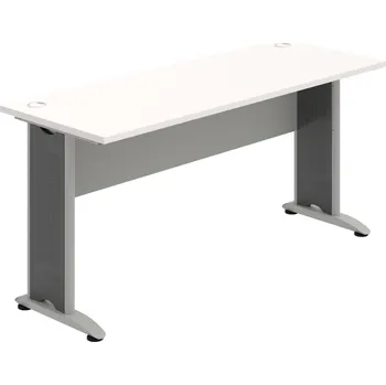 Psací stůl CE 1600 – Stůl pracovní rovný 160 cm, hl. 60 cm - Bílá , Šedá , Šedý kov