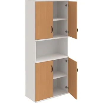 Policová skříň S 5 80 05 – Skříň policová dvéřová 192 × 80 cm - Buk , Bílá , UCO – černá