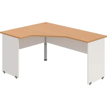 Psací stůl GEV 60 P – Stůl ergo pravý 160 × 120 cm - Buk , Bílá , Šedý kov