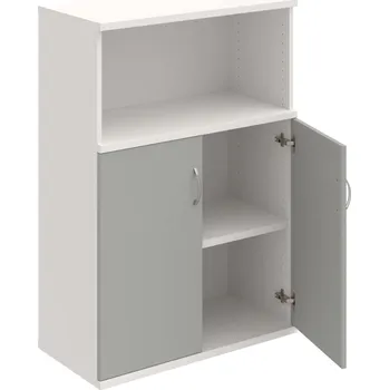 Policová skříň S 3 80 02 – Skříň policová dvéřová 115,2 × 80 cm - Šedá , Bílá , USN – Hobis