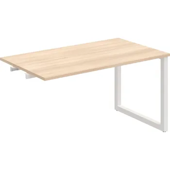 Psací stůl UJ O 1400 R – Stůl jednací rovný délky 140 cm, k řetězení - Akát , Bílý kov