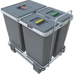 Vestavný odpadkový koš Elletipi ECOFIL - výsuvný, s rámem, 18+8+8 L, PF01 34B1