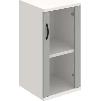 Policová skříň SZ 2 40 02 P – Skříň policová dvéřová 76,8 × 40 cm - Šedá , Bílá , UCO – černá