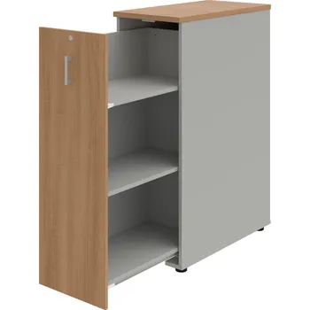 SPVZ 3 L – Skříňka ke stolu, šanonová, výsuvná, levá - Višeň , Šedá , USH – hranatá