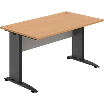 Psací stůl CS 1400 – Stůl pracovní rovný 140 cm - Buk , Šedá , Černý kov