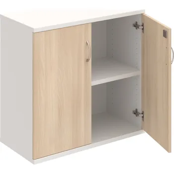 Policová skříň SZ 2 80 01 – Skříň policová dvéřová 76,8 × 80 cm - Akát , Bílá , USN – Hobis